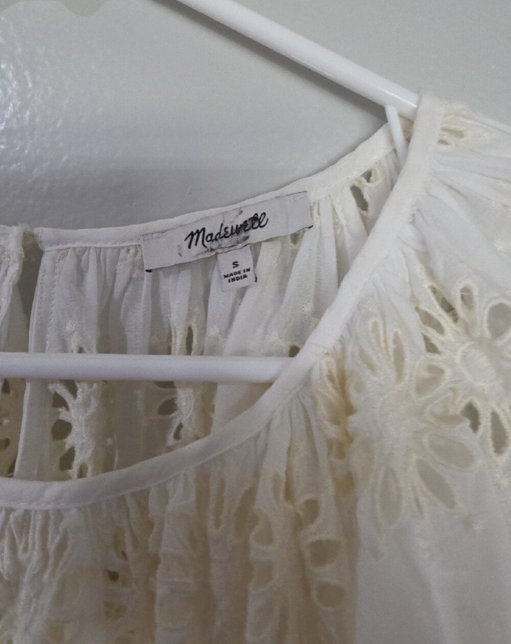 Madewell White Eyelet Peasant Top - Picture 2 of 2